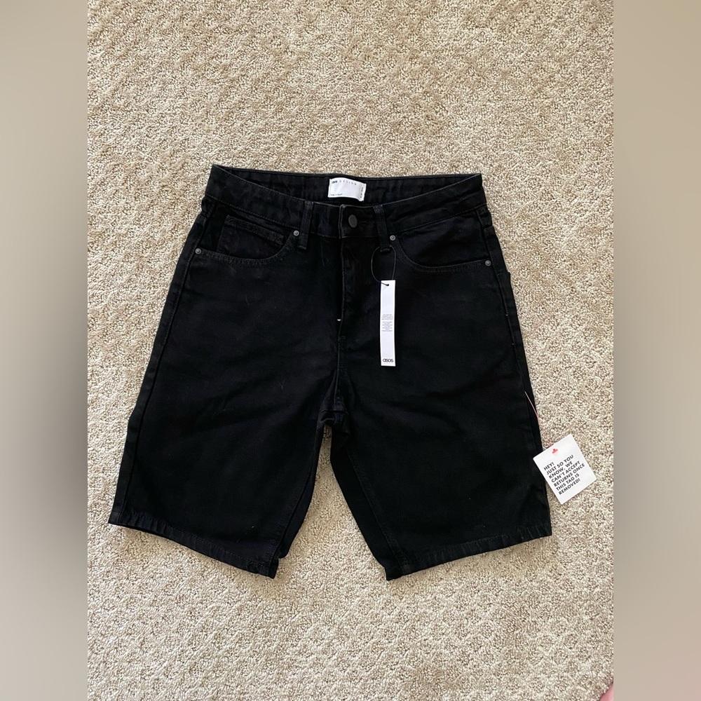 ASOS Design classic rigid denim shorts in black